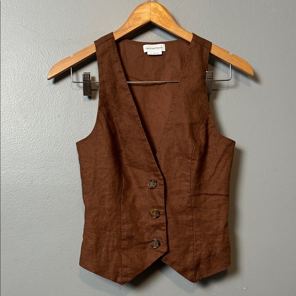 Lovers + Friends Asa Linen Vest in Chocolate size XS 
Lovers and Friends - Picture 4 of 12